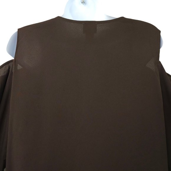 Chicos Covered Placket Button Front Shirt Women Size 2 US L/12 Brown Long Sleeve - Picture 12 of 15